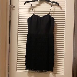 Sexy black Aidan Mattox fringe dress